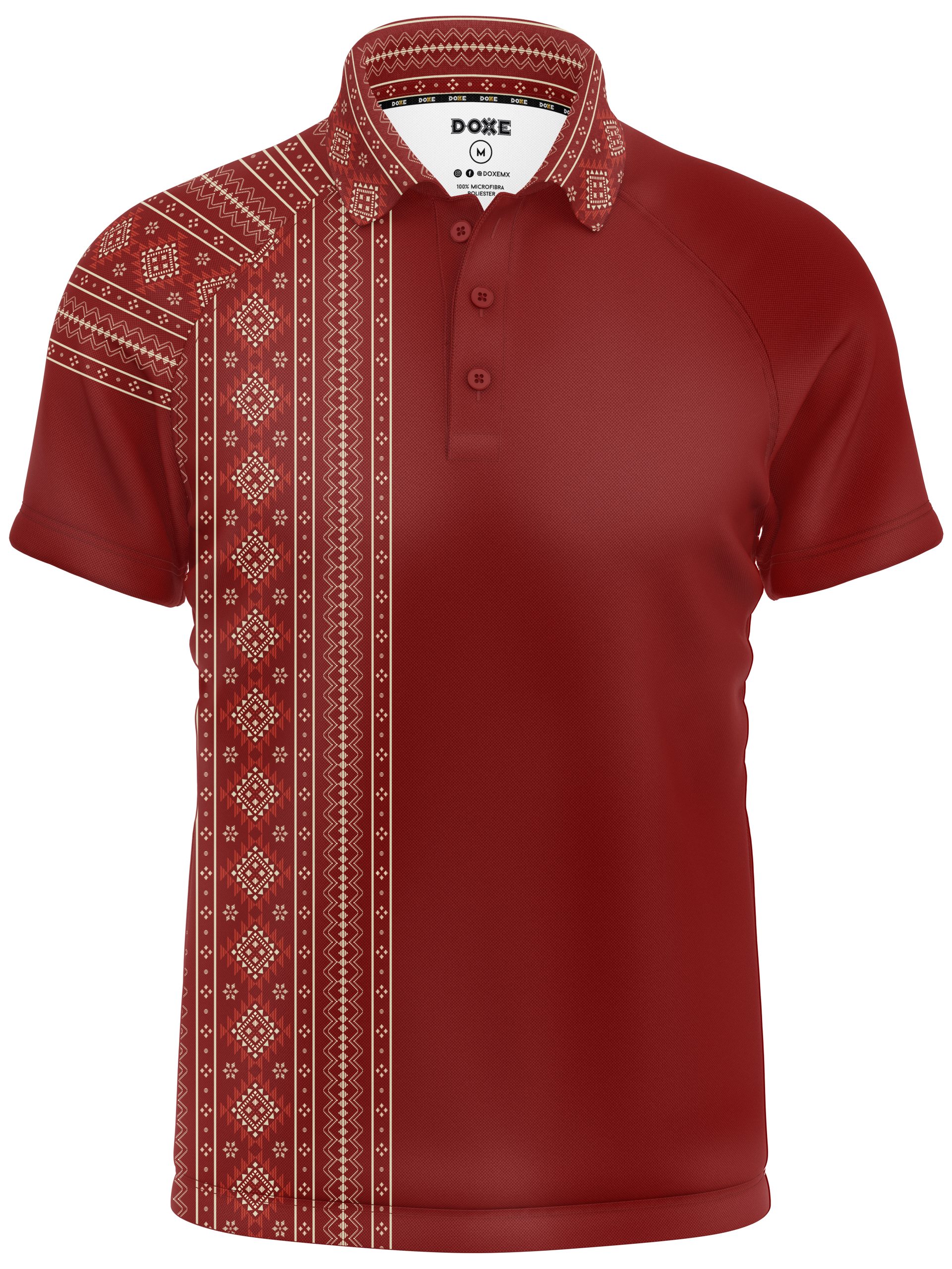 A0125-Bordado-tribal-mexicano-rojo-beige-DX-Polo-Espalda-copia